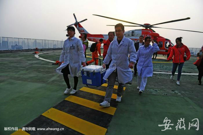 安徽首例直升机器官转运在安医大一附院完成。
