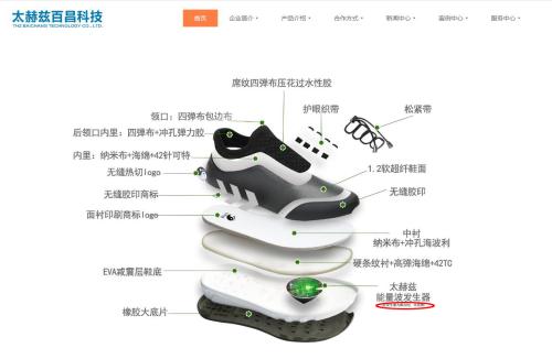 许昌太赫兹百昌科技有限公司官方网站对其产品的介绍，红圈中小字标明“此发生器为概念图，非实物”。网页截图