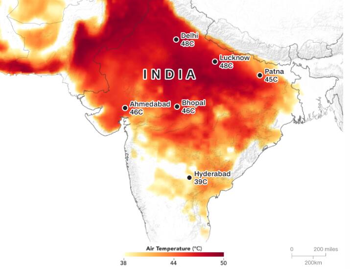 热浪炙烤印度致超百人死亡，CNN：该国大部分地