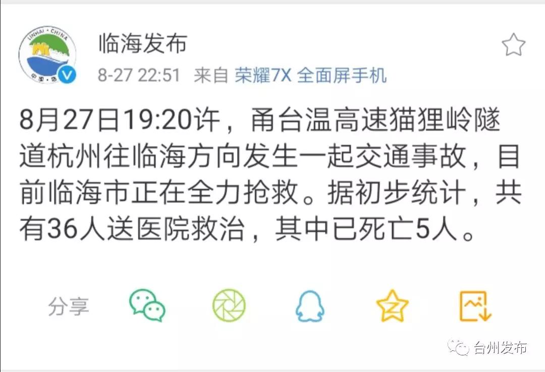 浙江隧道事故36人被送医 到医院伤员大多被熏黑   